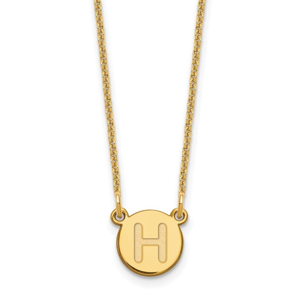 Kazi Luxury 14KY Tiny Circle Block Letter H Initial Necklace